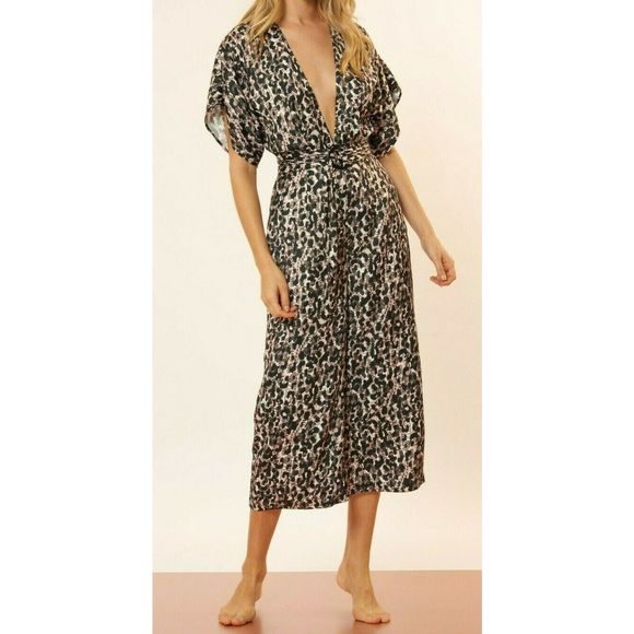 RED CARTER Vivian Size Large Jumpsuit Black / Cheetah Print $198+ - Picture 7 of 8